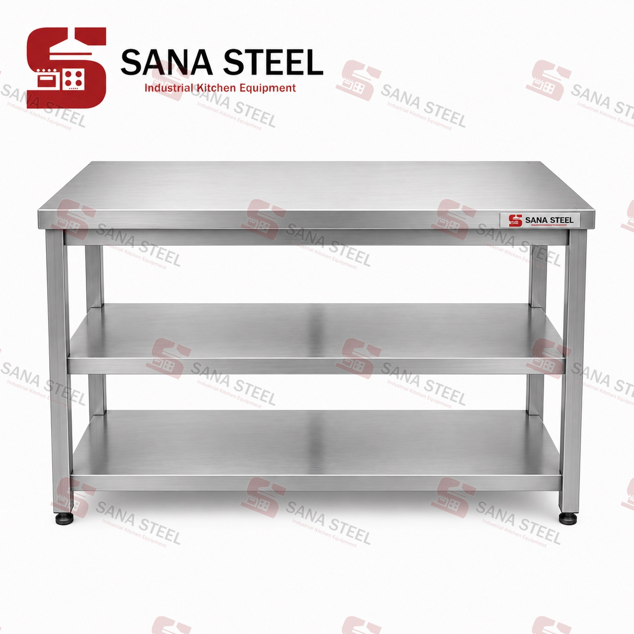 میز کار ۱۰۰×۶۰ دو طبقه استیل سنا استیل